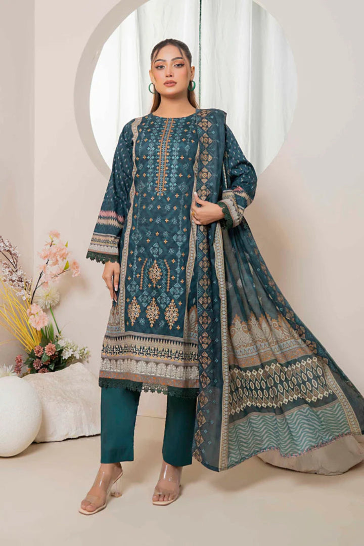 ZARA SHAHJAHAN - 3PC LAWN EMBROIDERED SHIRT WITH NET ORGANZA EMBROIDERED DUPATTA AND TROUSER