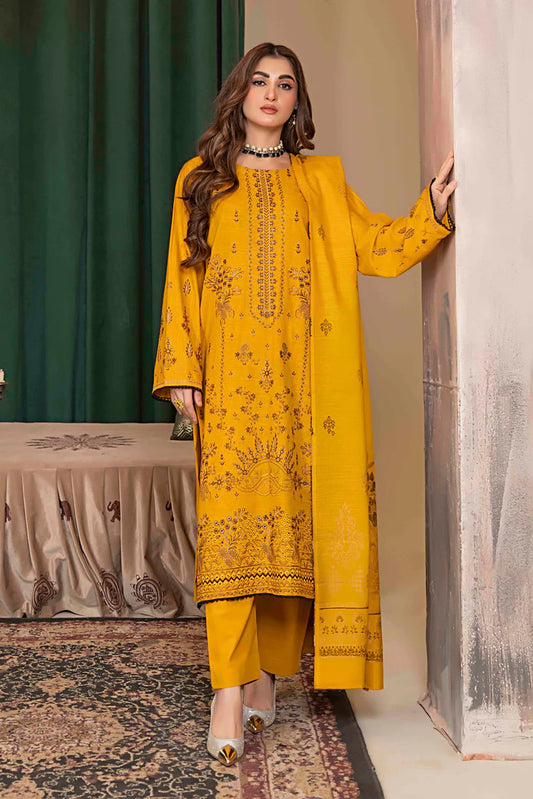 3 Pc Embroidered Slub Khaddar Suit