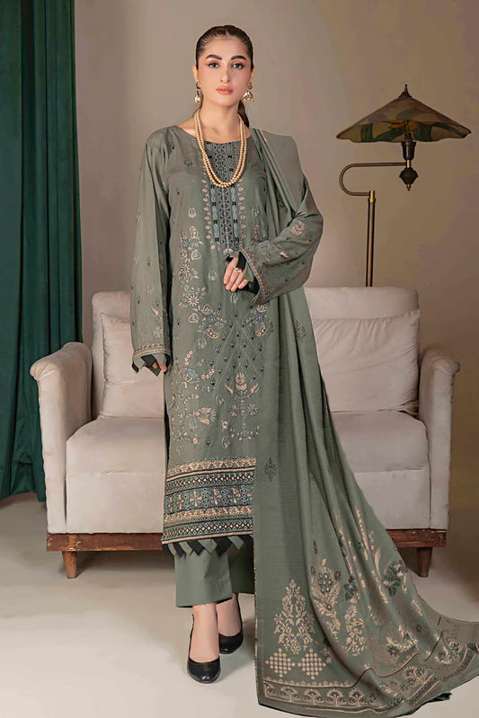 Khaddar Suit  3 Pc Embroidered Slub